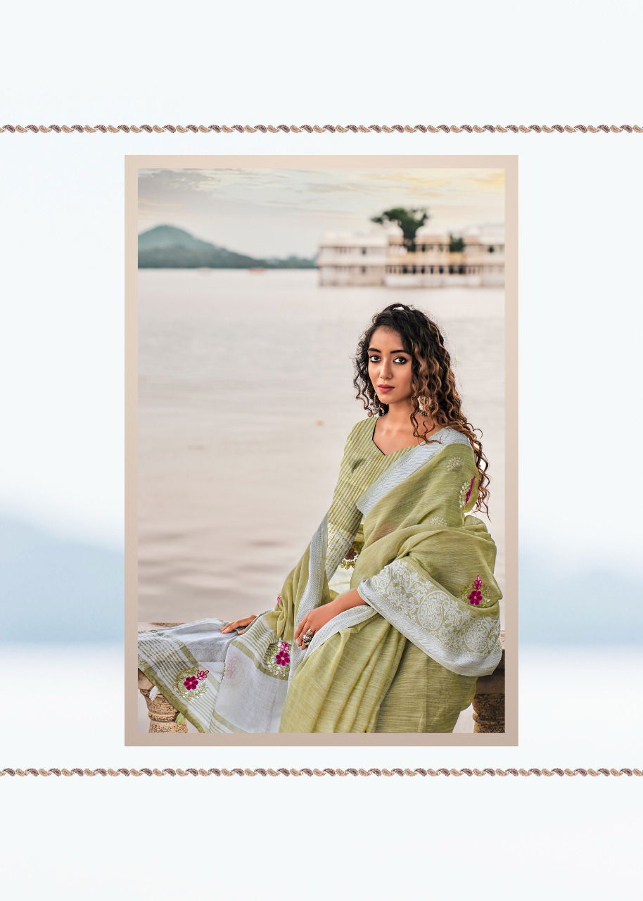 Rajyog Aadhik Fancy Ethnic Wear Linen Printed Saree Collection